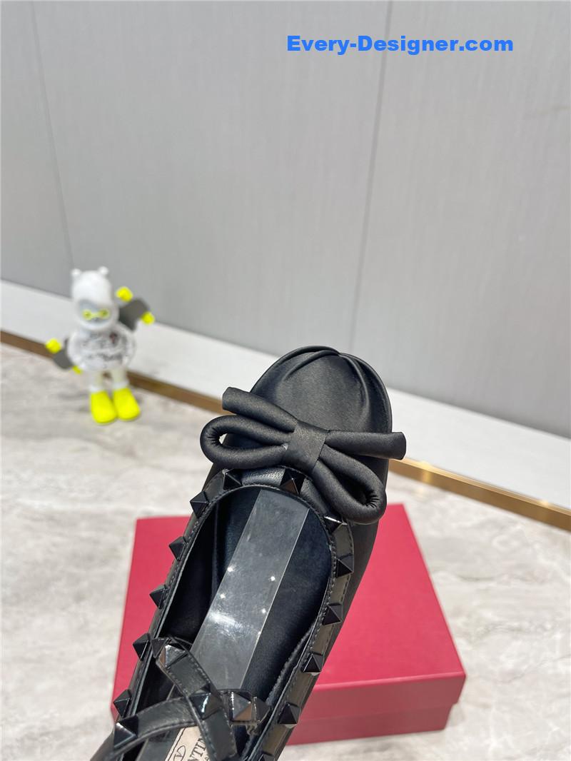 Va1e*ntin0 rockstud studded satin ballet flats