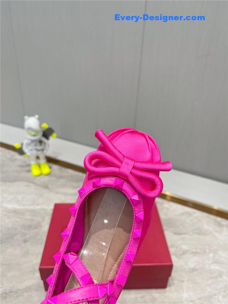Va1e*ntin0 rockstud studded satin ballet flats