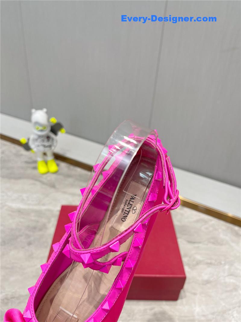 Va1e*ntin0 rockstud studded satin ballet flats