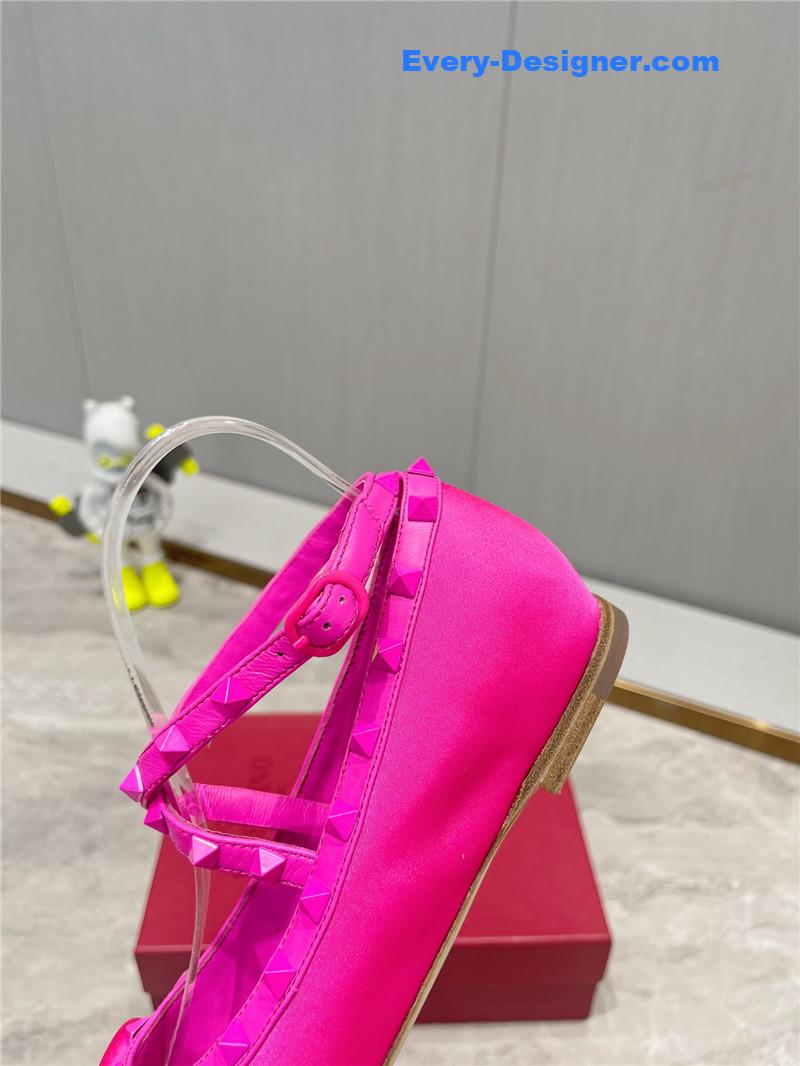 Va1e*ntin0 rockstud studded satin ballet flats