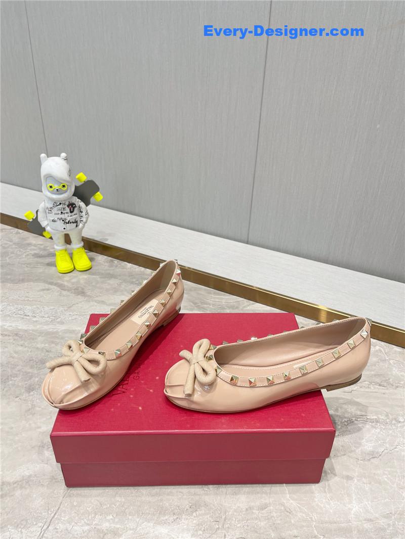 Va1e*ntin0 rockstud studded satin ballet flats