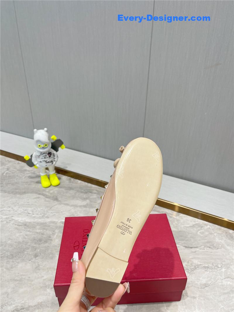 Va1e*ntin0 rockstud studded satin ballet flats