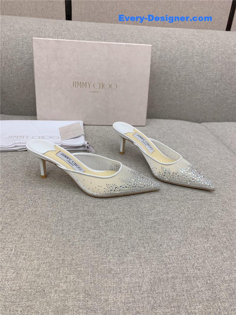 J1m*y Ch00 new rhinestone mesh fairy shoes wedding shoes