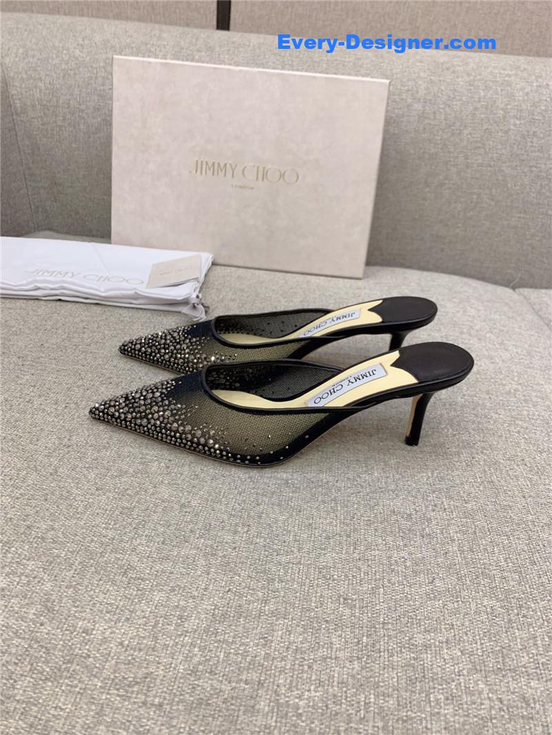 J1m*y Ch00 new rhinestone mesh fairy shoes wedding shoes