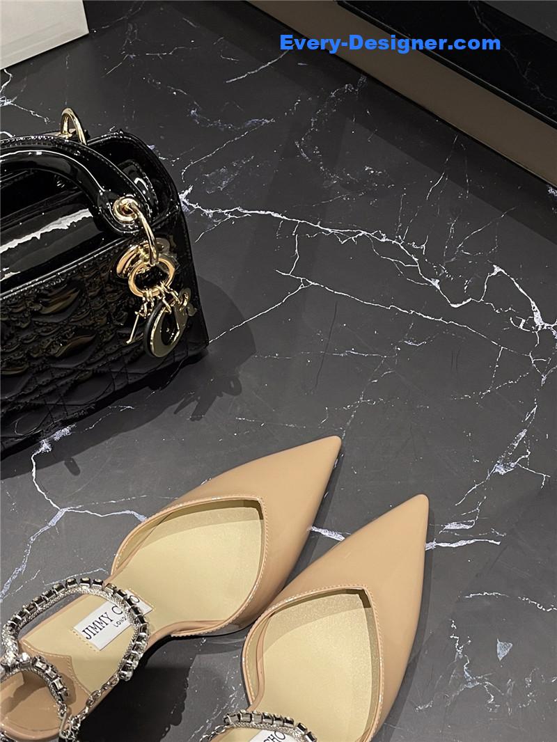 J1m*y Ch00 patent-leather crystal chain pumps