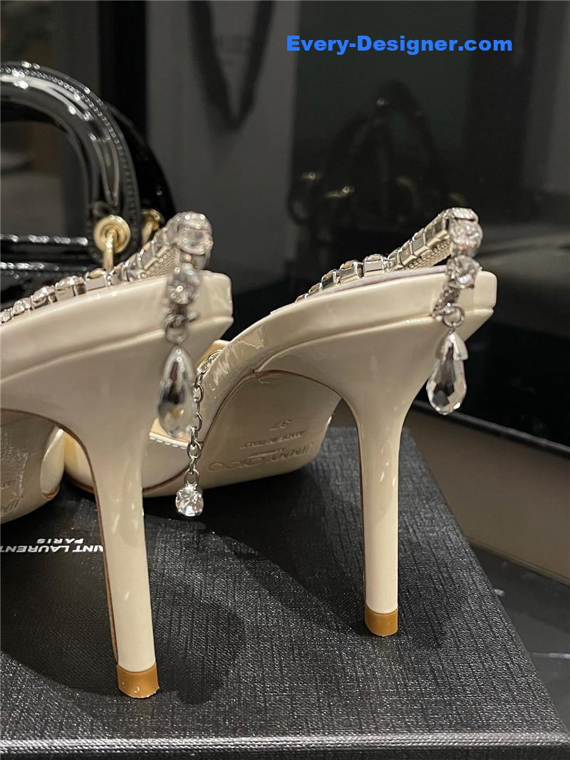 J1m*y Ch00 patent-leather crystal chain pumps