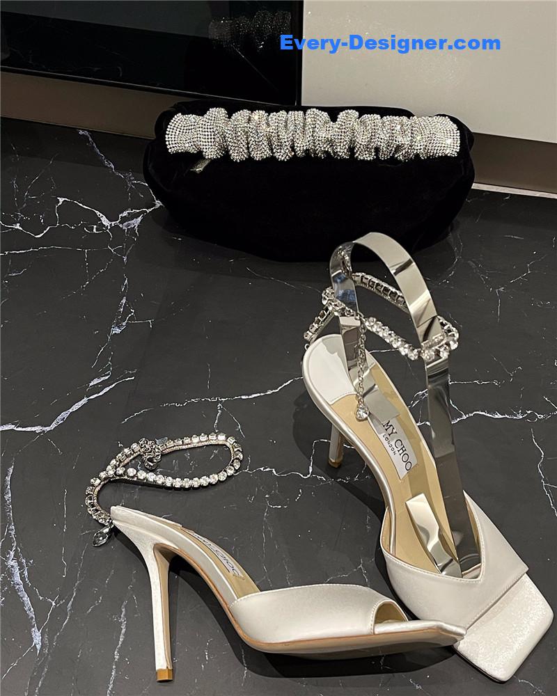 J1m*y Ch00 new ice fish mouth high-heeled sandals