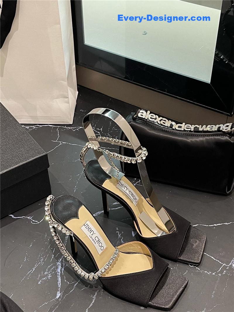 J1m*y Ch00 new ice fish mouth high-heeled sandals