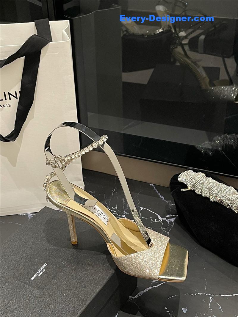 J1m*y Ch00 new ice fish mouth high-heeled sandals