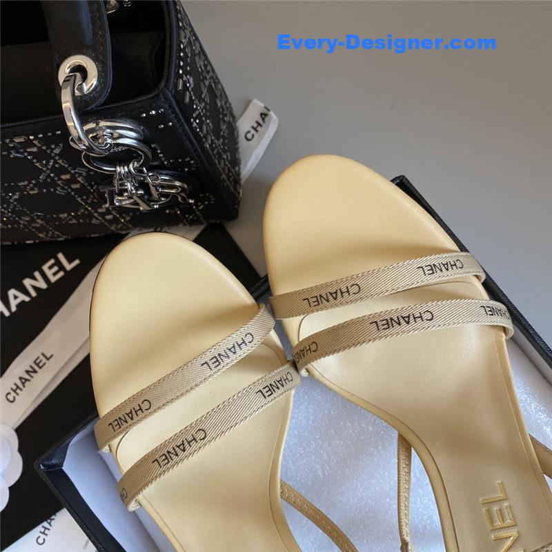 Ch**el beige satin ribbon heels