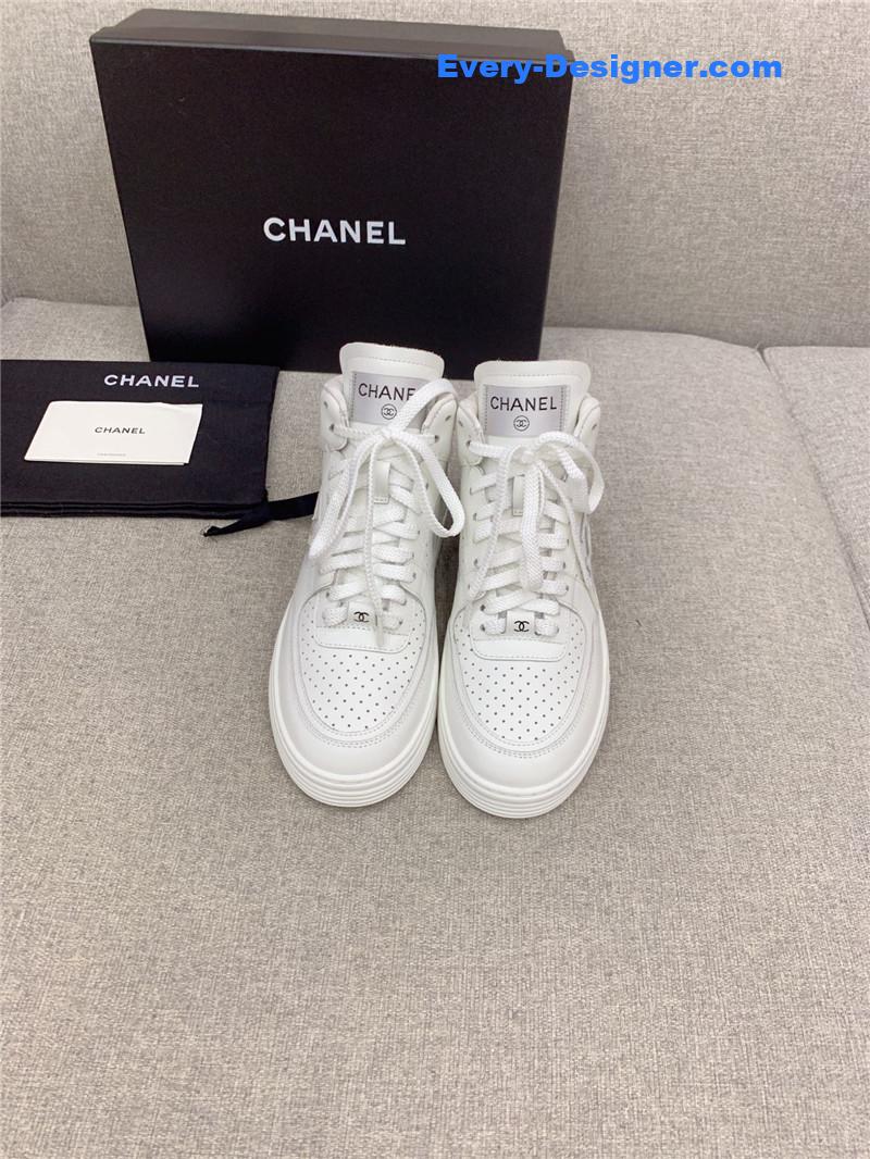 Ch**el white high-top sneakers