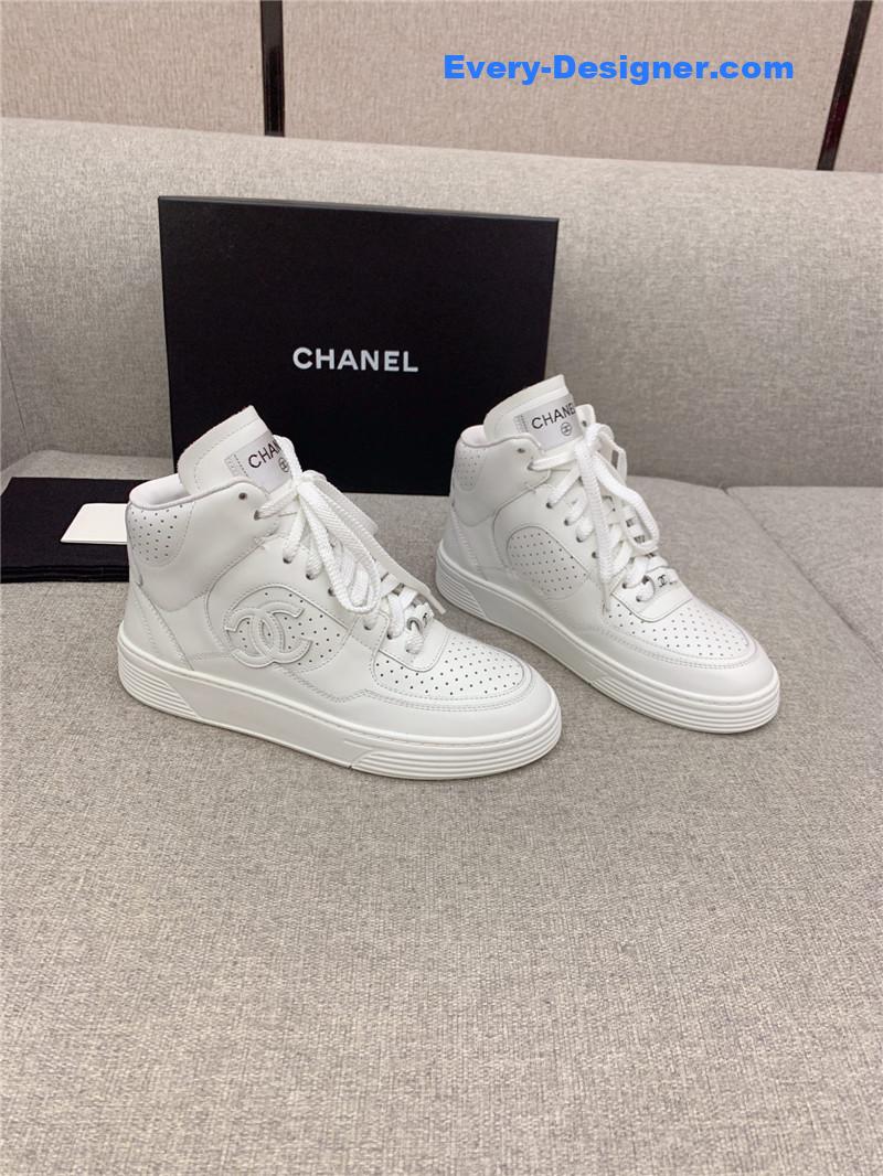 Ch**el white high-top sneakers