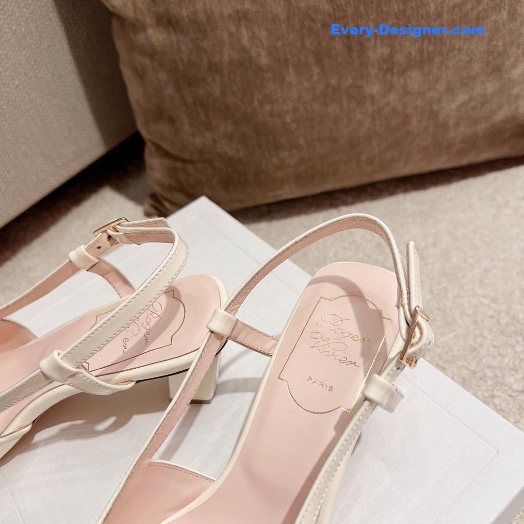 Roger vivier square buckle chunky heel back sandals