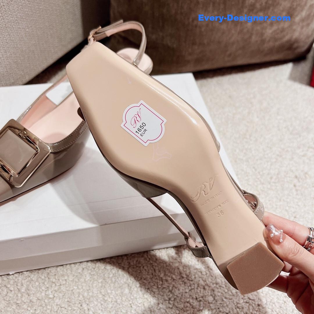 Roger vivier square buckle chunky heel back sandals