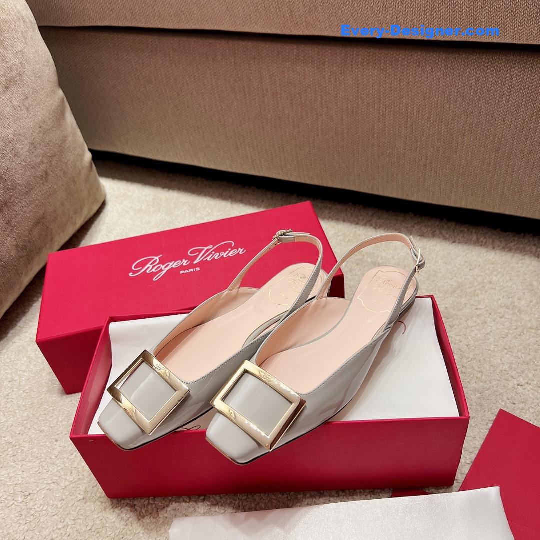 Roger vivier square buckle chunky heel back sandals