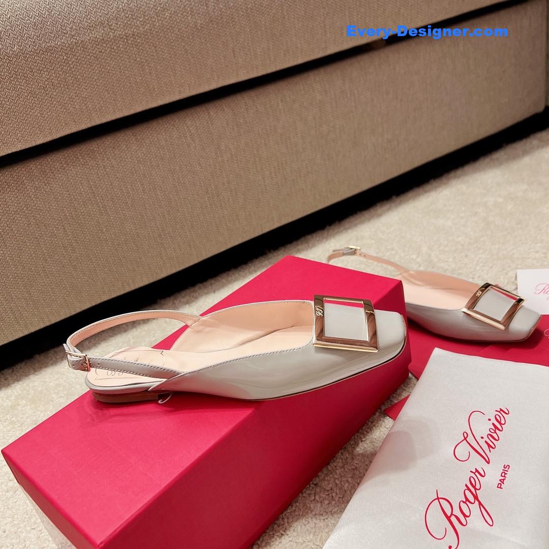 Roger vivier square buckle chunky heel back sandals