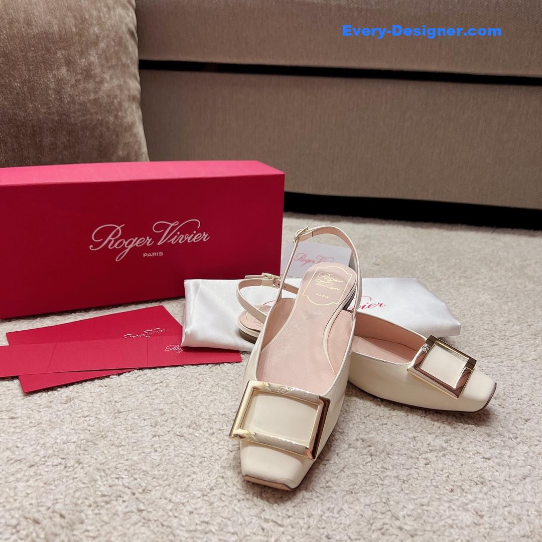 Roger vivier square buckle chunky heel back sandals