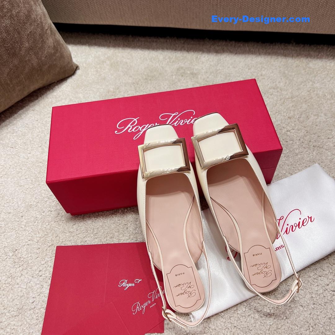 Roger vivier square buckle chunky heel back sandals