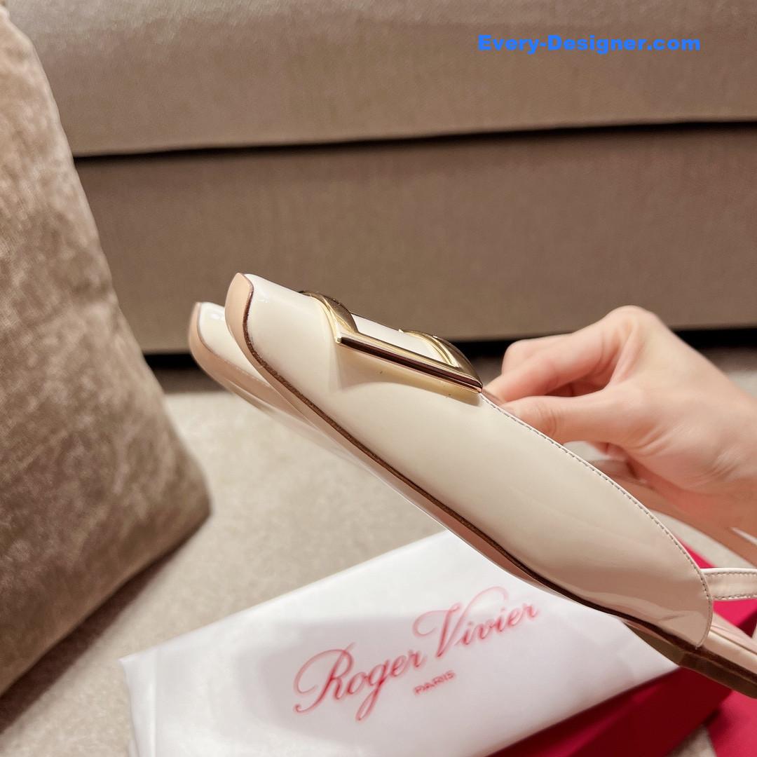 Roger vivier square buckle chunky heel back sandals