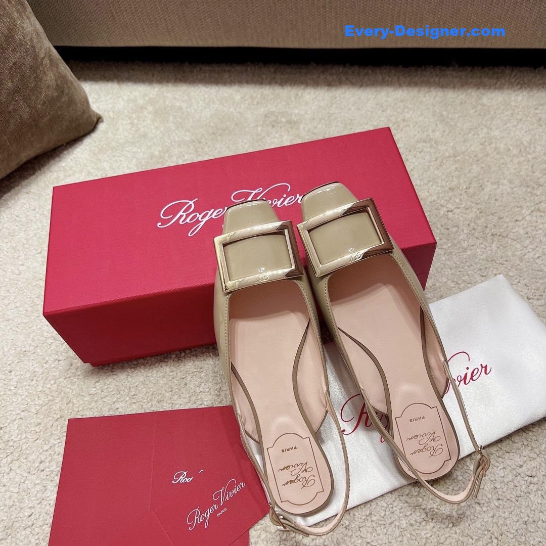 Roger vivier square buckle chunky heel back sandals