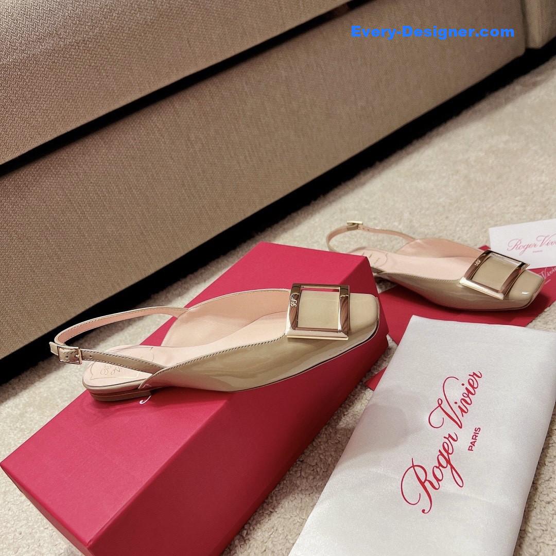 Roger vivier square buckle chunky heel back sandals