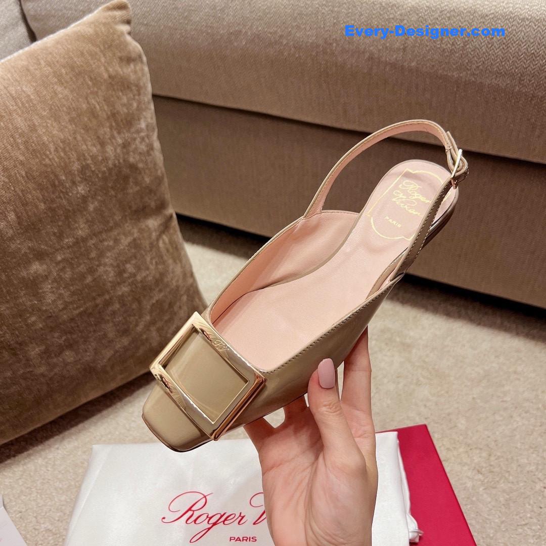 Roger vivier square buckle chunky heel back sandals