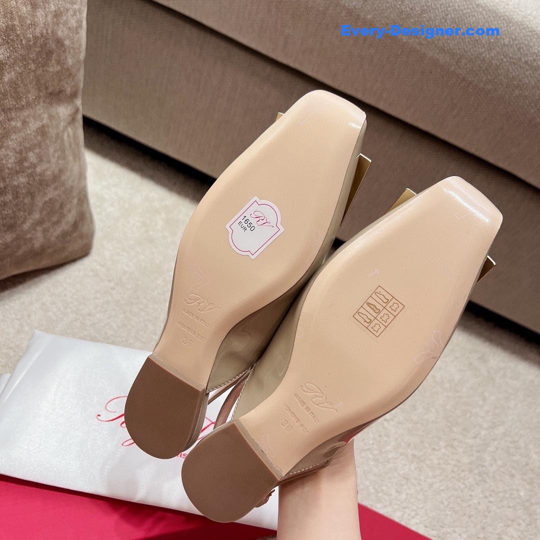 Roger vivier square buckle chunky heel back sandals