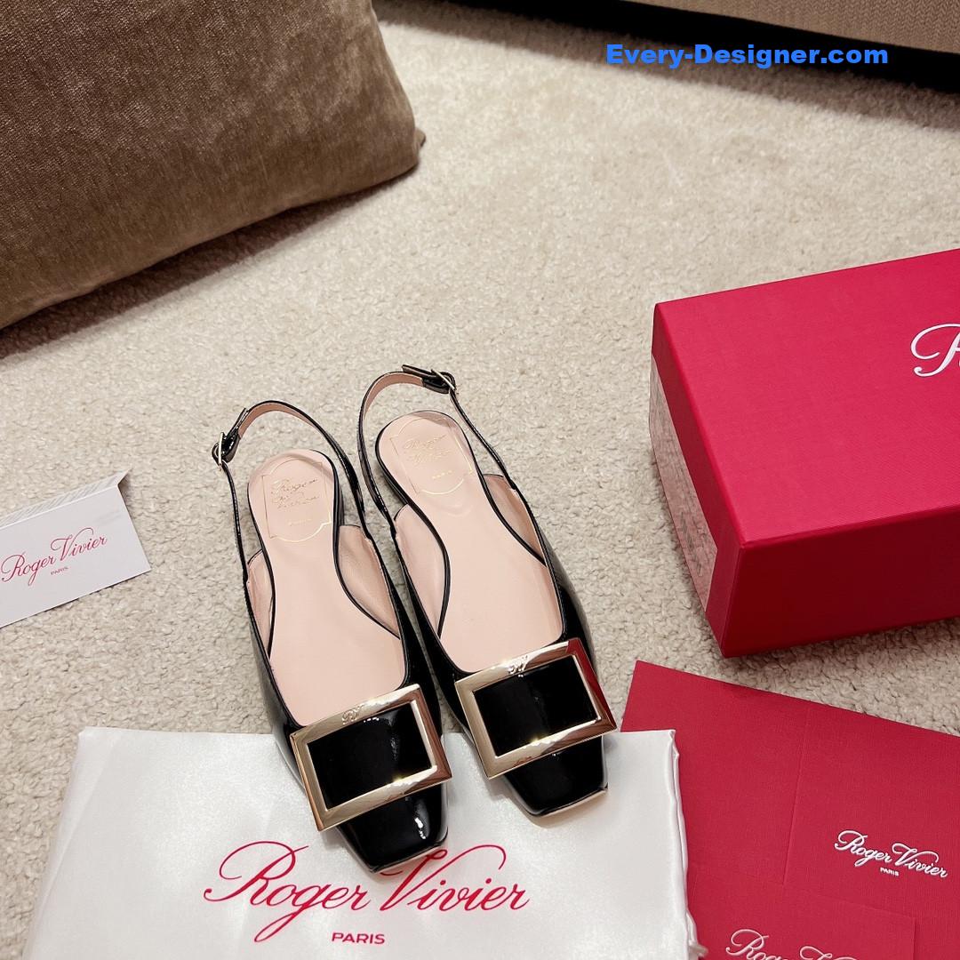 Roger vivier square buckle chunky heel back sandals