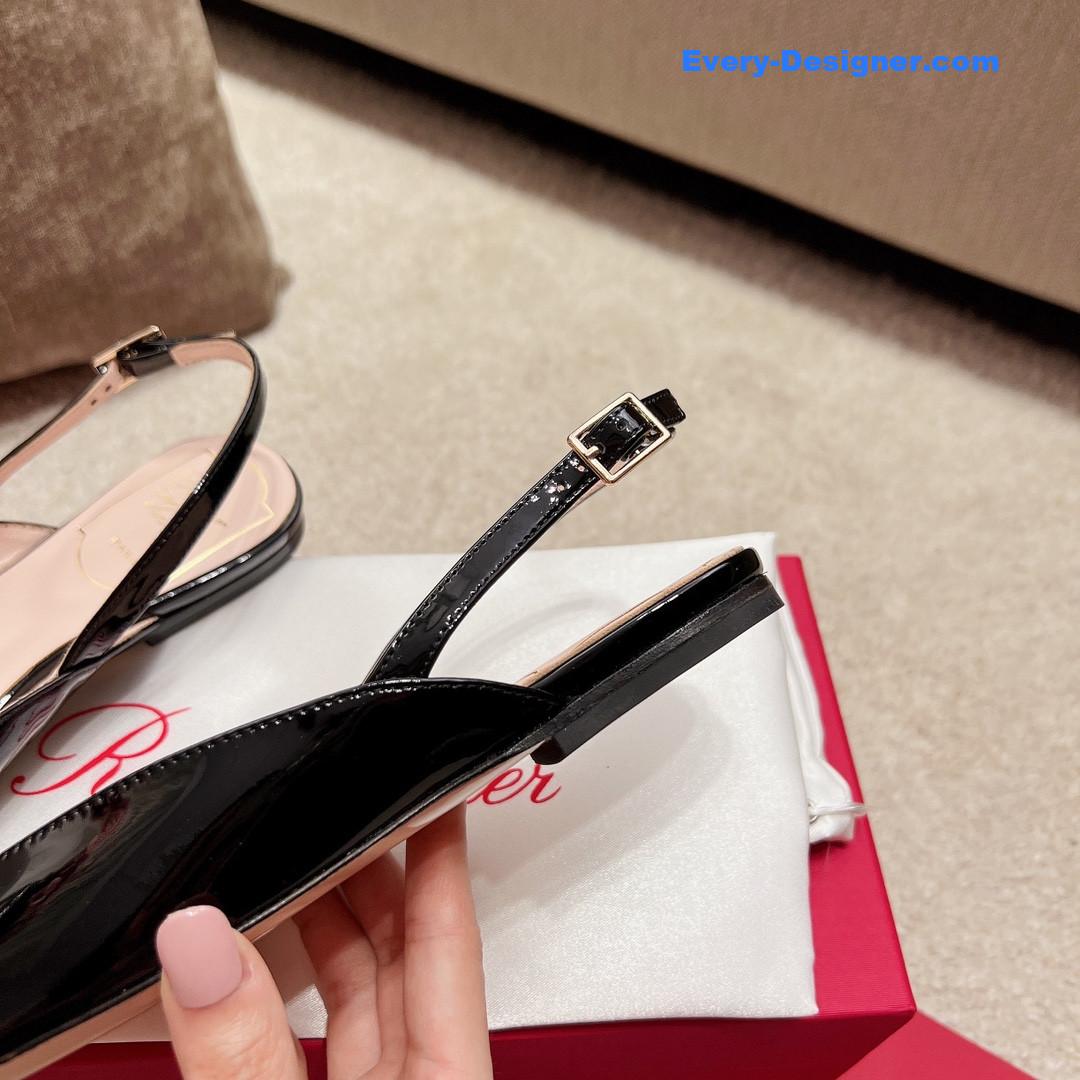 Roger vivier square buckle chunky heel back sandals