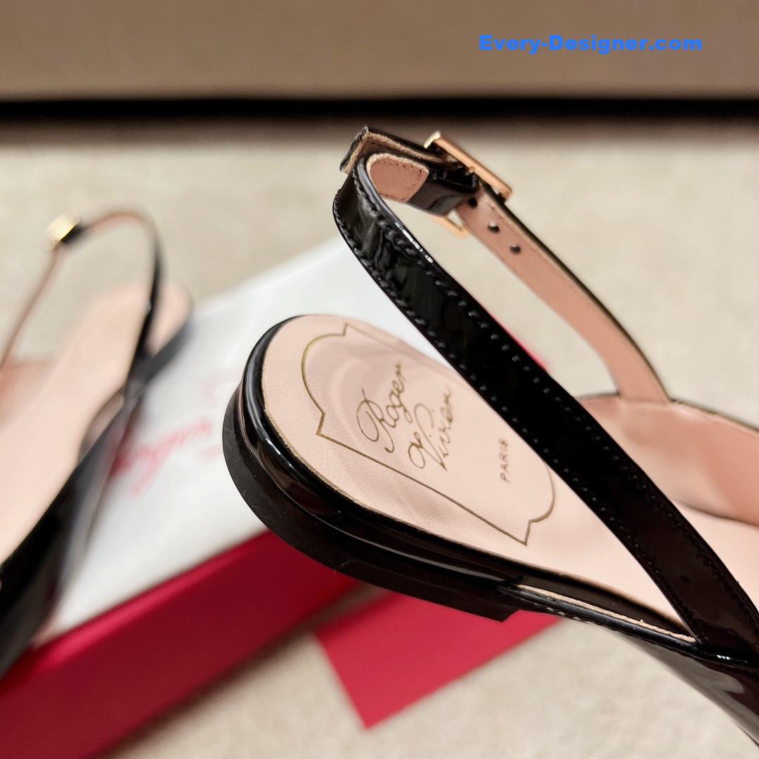 Roger vivier square buckle chunky heel back sandals