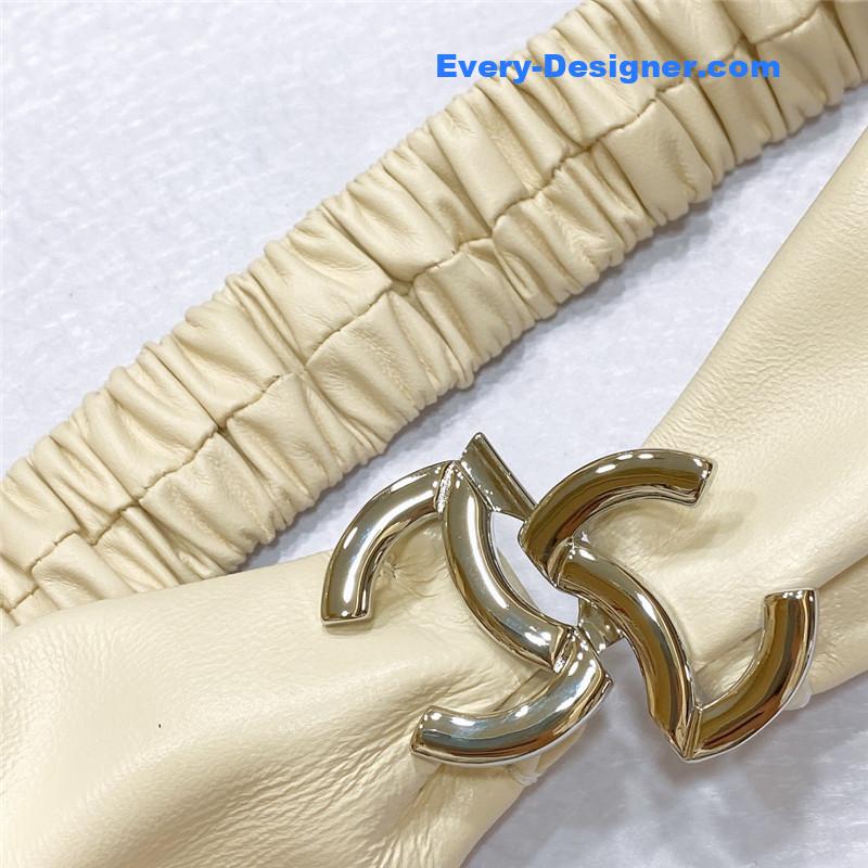 Ch**el smooth Ch**el brass buckle sheepskin elastic belt