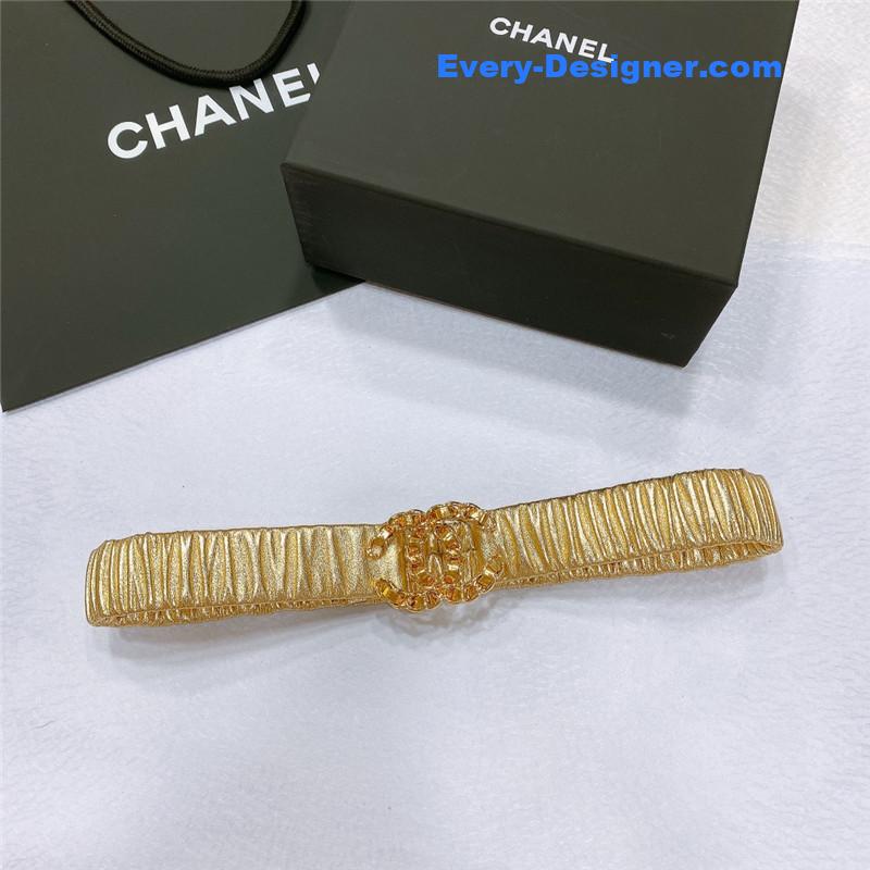 Ch**el smooth Ch**el brass buckle sheepskin elastic belt