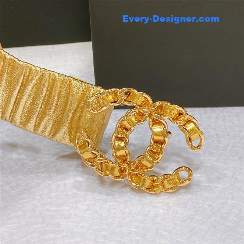 Ch**el smooth Ch**el brass buckle sheepskin elastic belt