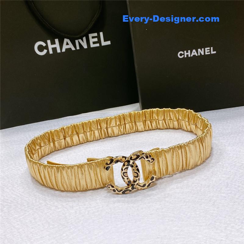 Ch**el smooth Ch**el brass buckle sheepskin elastic belt