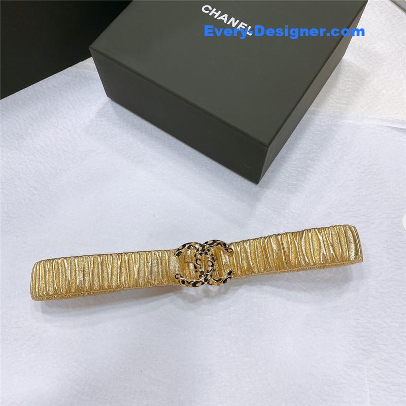 Ch**el smooth Ch**el brass buckle sheepskin elastic belt