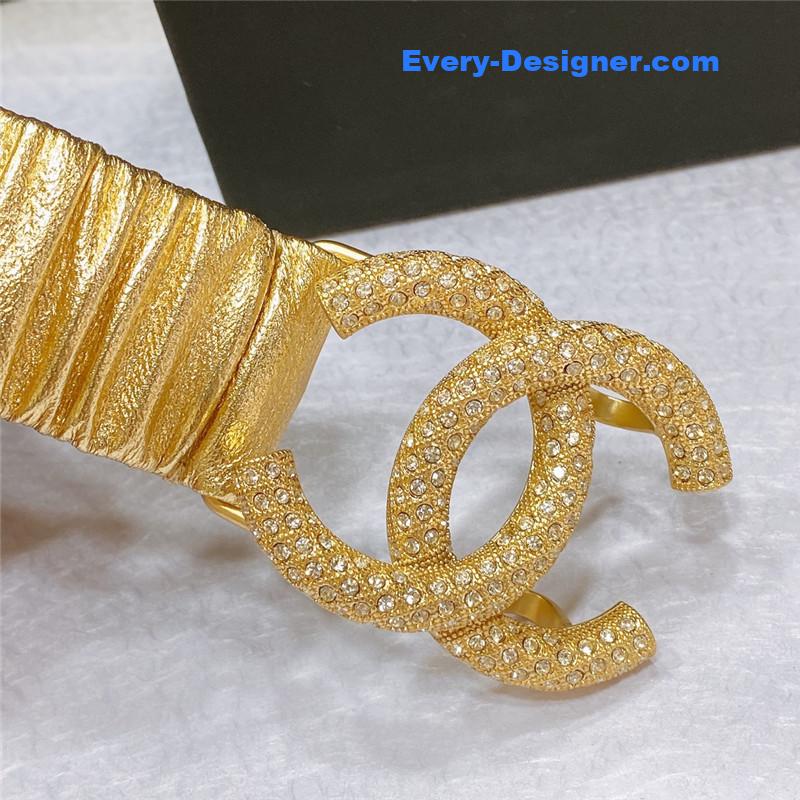 Ch**el smooth Ch**el brass buckle sheepskin elastic belt