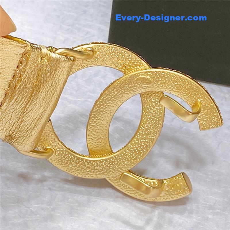 Ch**el smooth Ch**el brass buckle sheepskin elastic belt