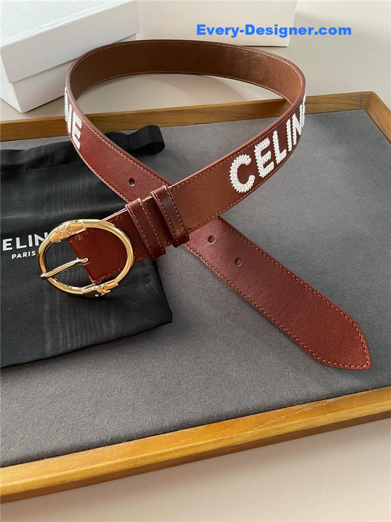 Ce1i*e embroidered belt in vintage calfskin