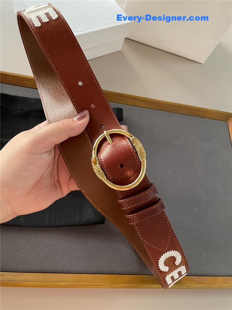 Ce1i*e embroidered belt in vintage calfskin
