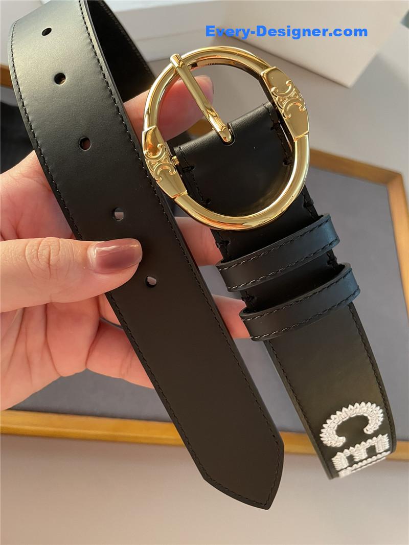 Ce1i*e embroidered belt in vintage calfskin