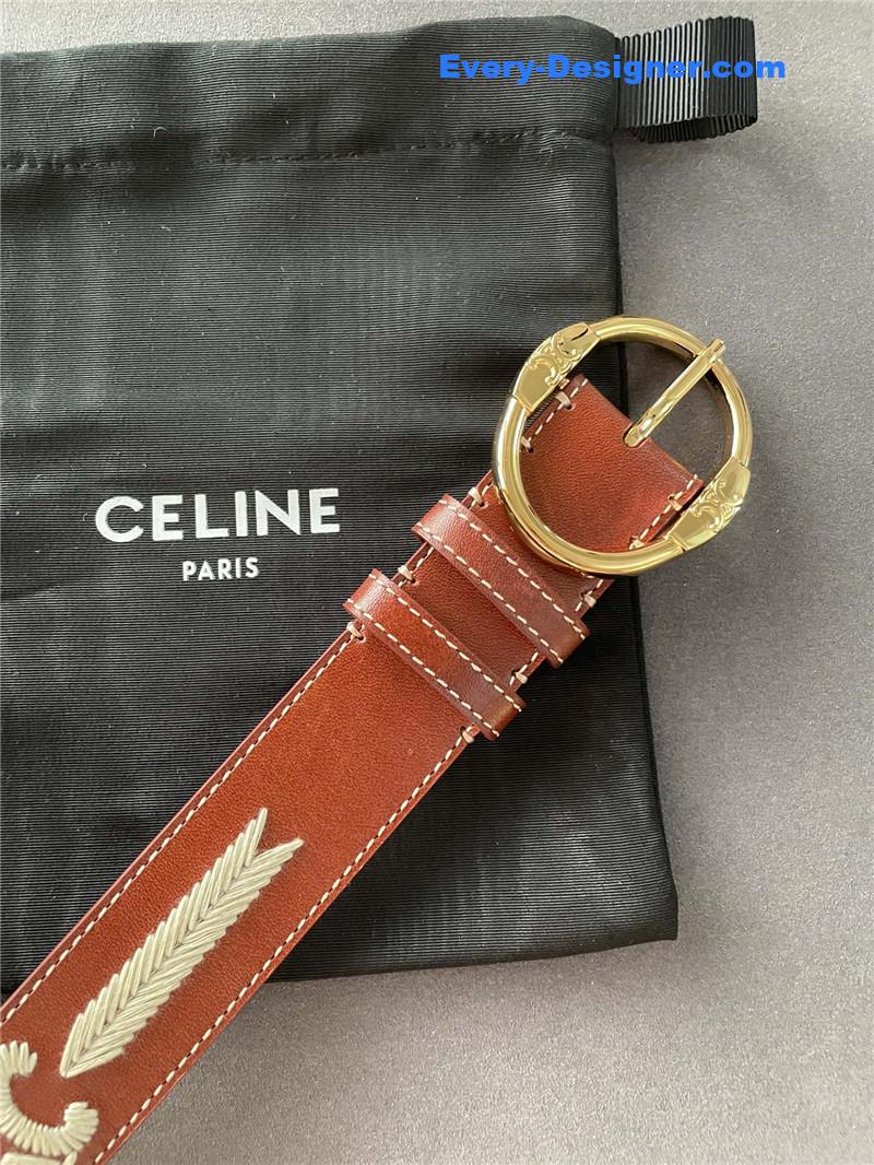 Ce1i*e embroidered belt in vintage calfskin