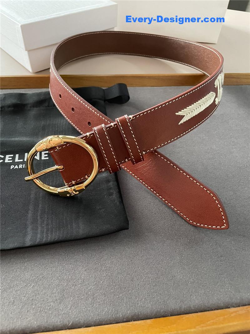 Ce1i*e embroidered belt in vintage calfskin