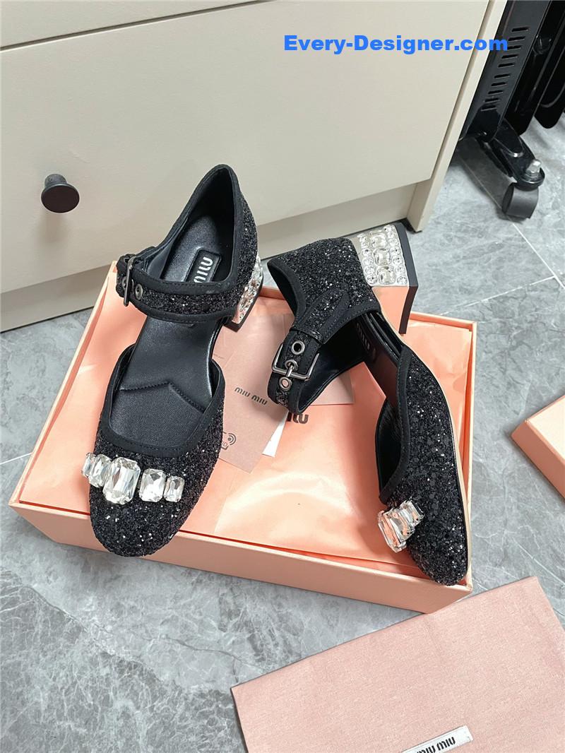 M1um1u mary jane rhinestone heels