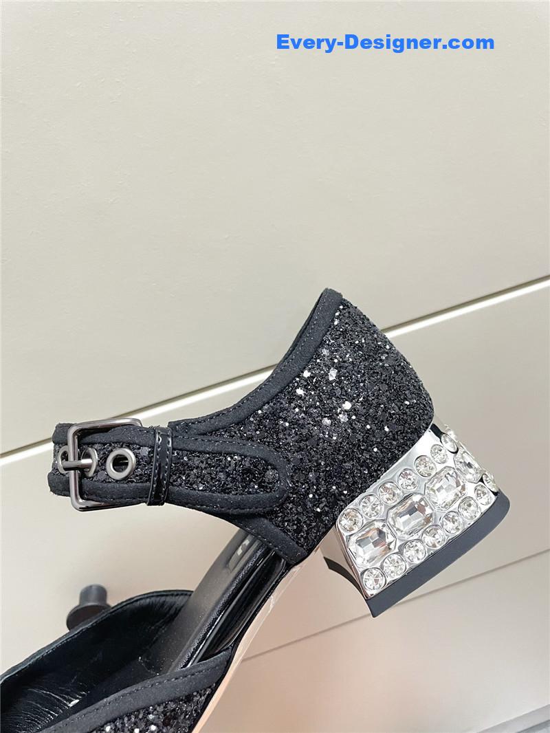 M1um1u mary jane rhinestone heels