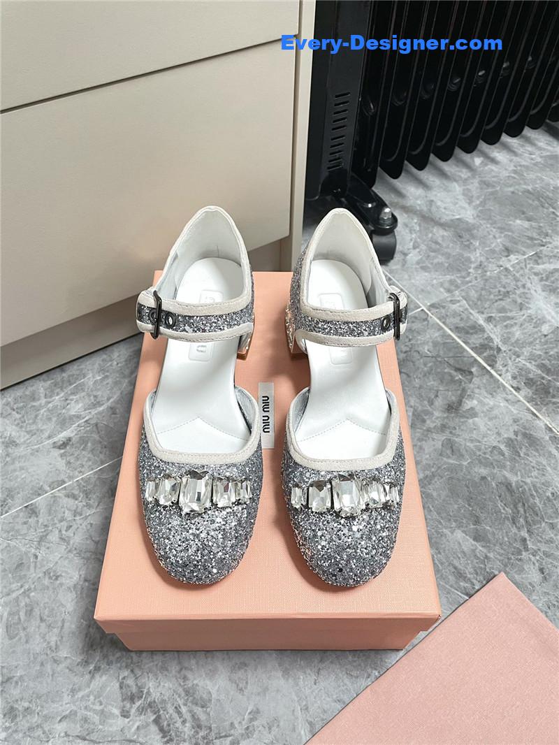 M1um1u mary jane rhinestone heels