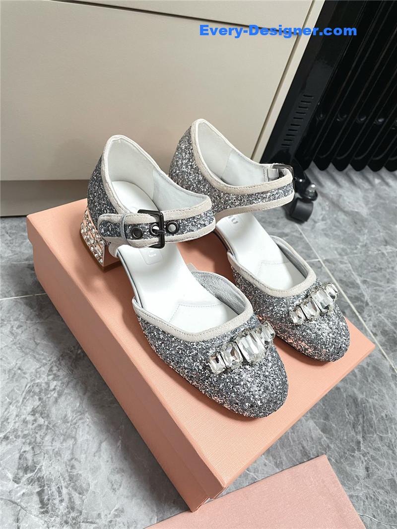 M1um1u mary jane rhinestone heels