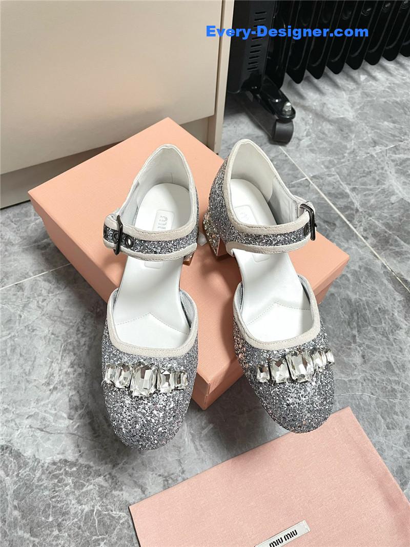 M1um1u mary jane rhinestone heels