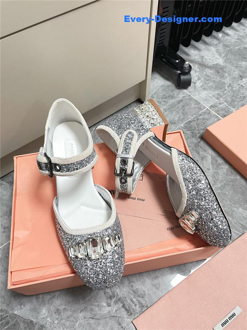 M1um1u mary jane rhinestone heels