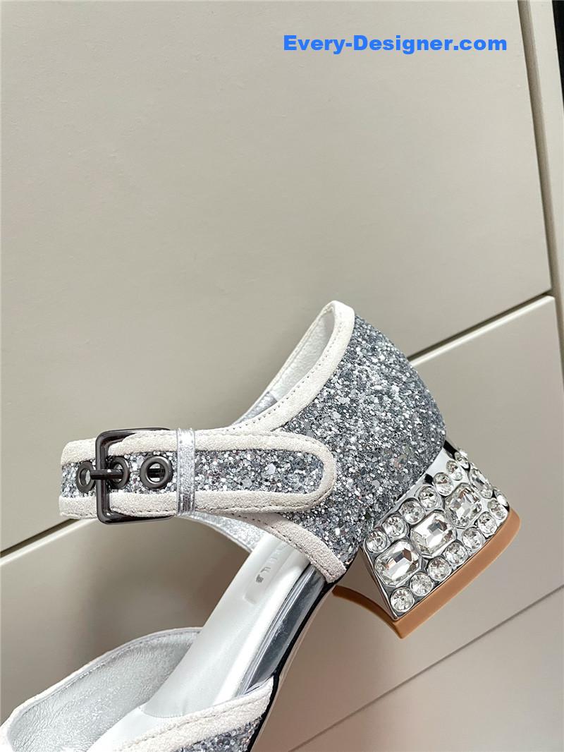 M1um1u mary jane rhinestone heels