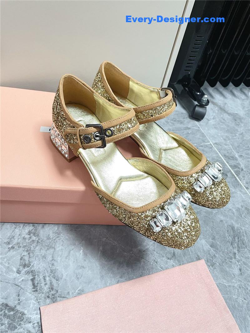 M1um1u mary jane rhinestone heels